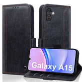 Wallet Case for Samsung Galaxy A15 5G with RFID Blocking Credit Card Holder, PU Leather Folio Flip Kickstand Protective Shockproof Cover Women Men for Galaxy A15 5G Phone Case - Black - Y Files
