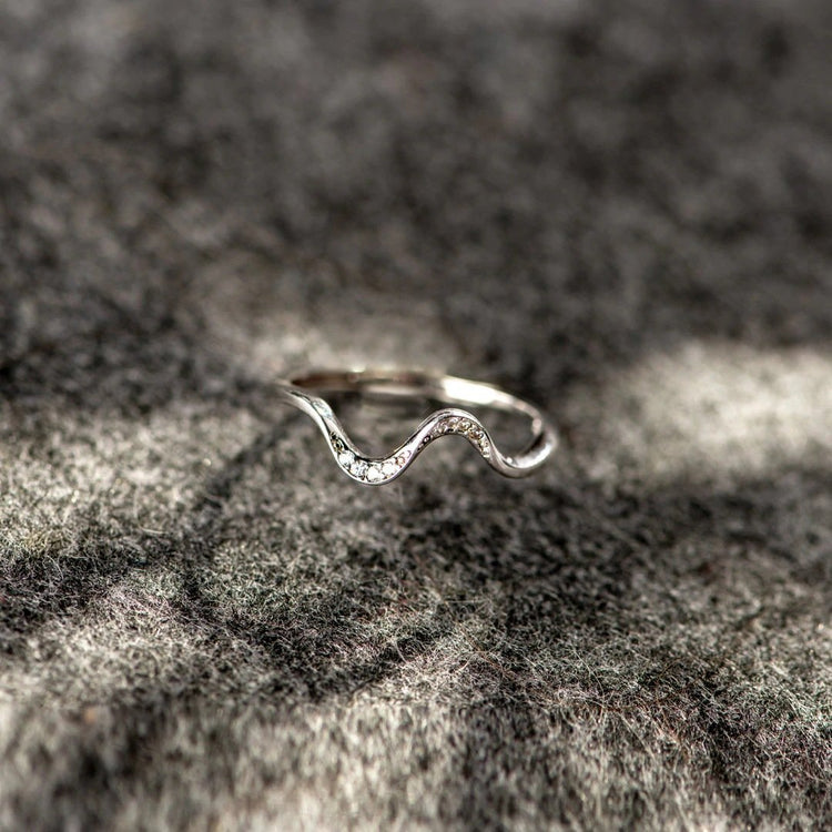 Water Wave Silver Ring in Fashion Design - Y Files