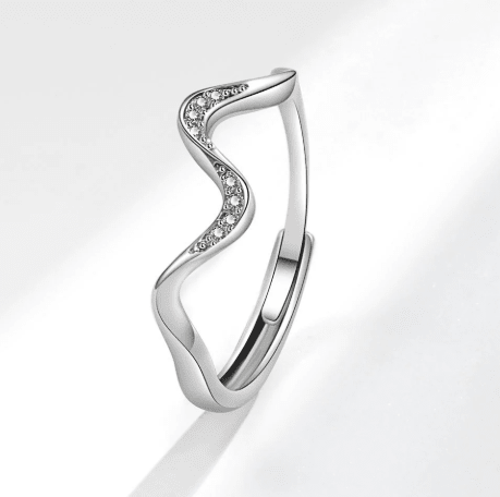 Water Wave Silver Ring in Fashion Design - Y Files